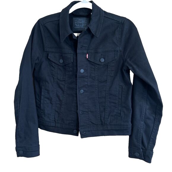 Levi's Women's Original Trucker Jacket Black Slim Fit Denim 299450038 Sz S - Picture 1 of 9